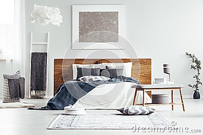Silver painting in designer bedroom Stock Photo