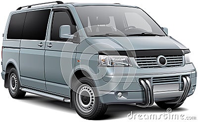 Silver passenger van Vector Illustration