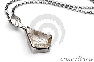 Silver pendant with quartz Stock Photo