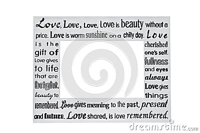 Silver photo frame with love poem Stock Photo