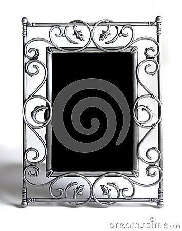 Silver photo frame on white Stock Photo