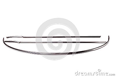 Silver plastic moldings for chrome glass in car windows - tuning element for sale in a car service on a white isolated background Stock Photo