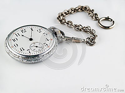 Silver Pocket Watch Stock Photo