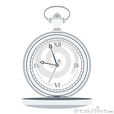 Silver pocket watch Vector Illustration