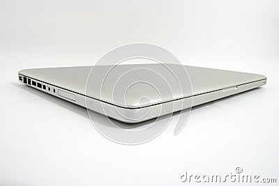 Silver portable computer Stock Photo