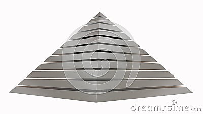 Silver pyramid isolated on white. 3D rendering Stock Photo