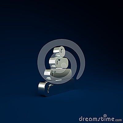 Silver Pyramid toy icon isolated on blue background. Minimalism concept. 3d illustration 3D render Cartoon Illustration