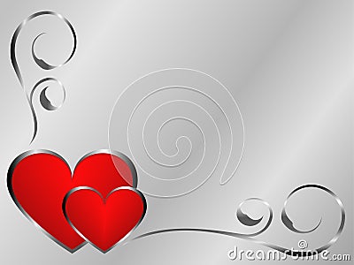 Silver and red valentines Stock Photo