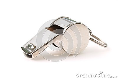 Silver referee whistle Stock Photo