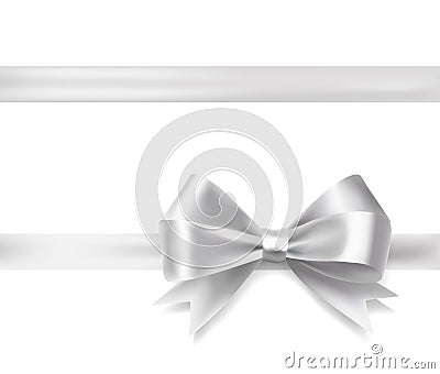 Silver ribbon bow Vector Illustration