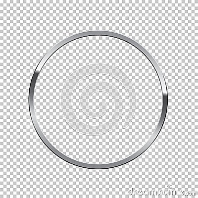 Silver ring isolated on transparent background. Vector chrome frame. Vector Illustration