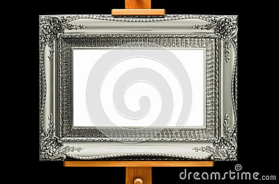 Silver Rococo Era Frame on an Easel Stock Photo