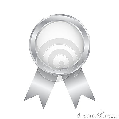Silver Round Award Badge on White, stock vector illustration Vector Illustration