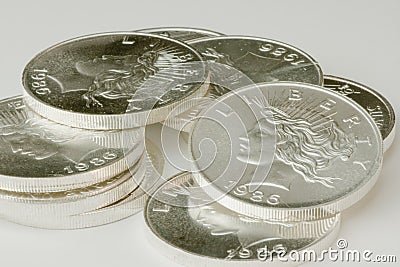 Silver rounds Stock Photo