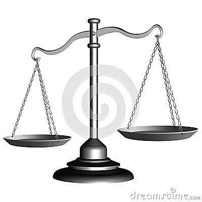 Silver scale of justice Cartoon Illustration