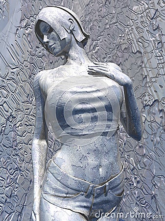 Silver sculpture of woman Editorial Stock Photo