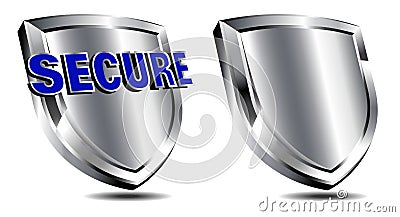 Silver Secure Shield, Spam, antivirus protection Vector Illustration