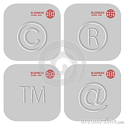 Silver set of business signs. Buttons or icons. Stock Photo