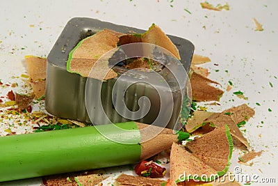 Sharpener and crayon Stock Photo