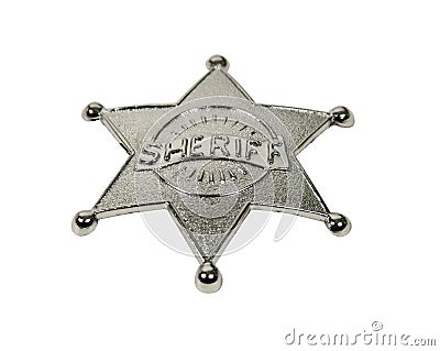 Silver sheriff badge with raised lettering Stock Photo