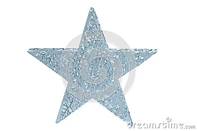 Silver shiny decorative star. White isolate Stock Photo