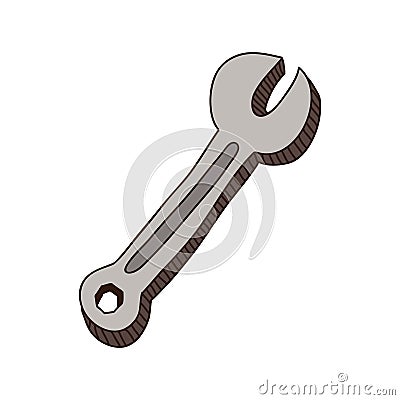 Silver silhouette with metallic wrench Vector Illustration