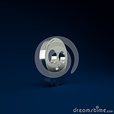 Silver Skull icon isolated on blue background. Happy Halloween party. Minimalism concept. 3d illustration 3D render Cartoon Illustration