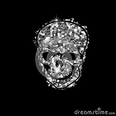 Silver skull. Vector illustration. Luxury background design with light, vibrant, glow and sparkle, glitter. Symbol of holiday Vector Illustration