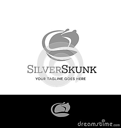 Silver skunk logo for business, organization or websites. Vector Illustration