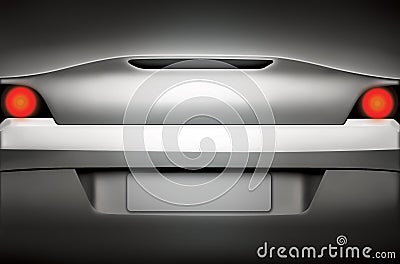 Silver sports car rear view Stock Photo