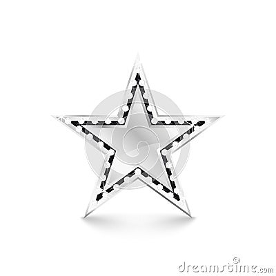 Silver star with diamonds on white background Vector Illustration