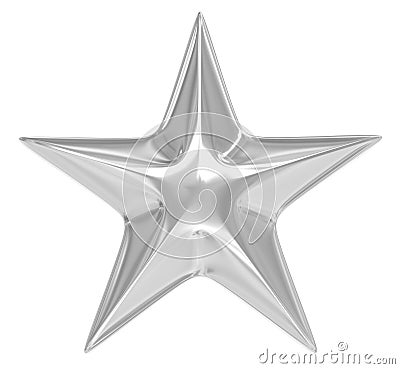 Silver star over white Stock Photo