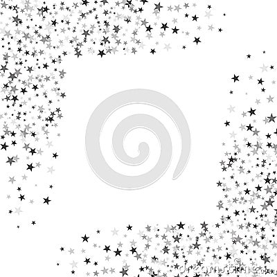 Silver stars with square white shape in the middle, white background. Vector Illustration