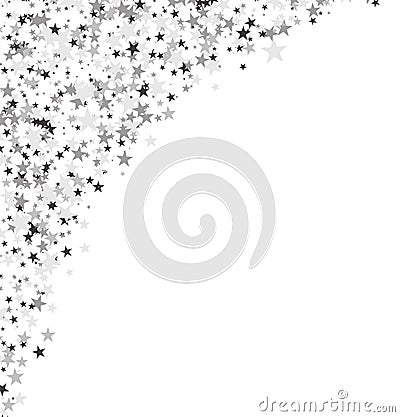 Silver stars in upper left corner on white background. Abstract Background. Vector Illustration