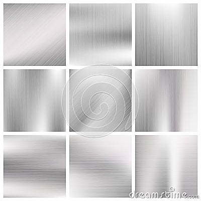 Silver, steel, titanium, aluminium metal vector brushed textures Vector Illustration