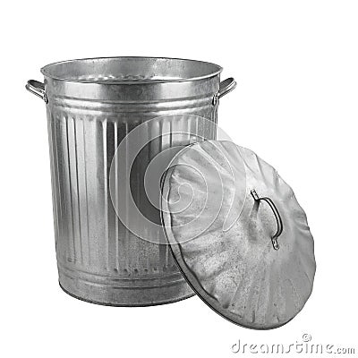 Silver steel trash can Stock Photo