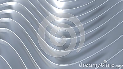 Silver striped pattern background, 3d lines design, abstract minimal metallic background Cartoon Illustration