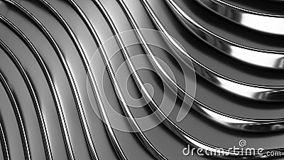 Silver striped pattern background, wavy lines design, abstract minimal metallic background for business presentation, 3d Cartoon Illustration