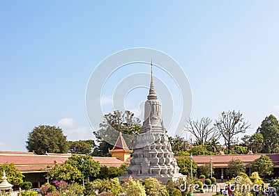 Silver stupa in Silver Pagoda, Royal Palace Cambodia, Phnom Penh, Cambodia. Editorial Stock Photo