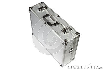 Silver Suitcase on white Stock Photo