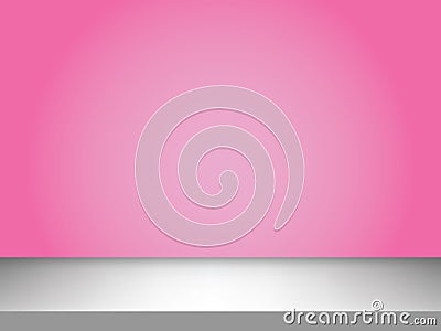 Silver table with a pink gradient wall for background, color display product. Stock Photo