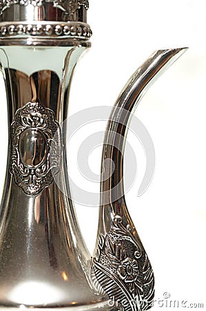 Silver teapot handle Stock Photo