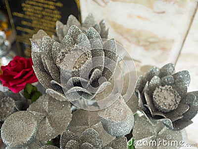 Silver thai lotus Stock Photo