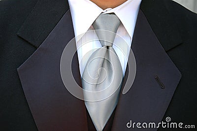 Silver tie and tux Stock Photo