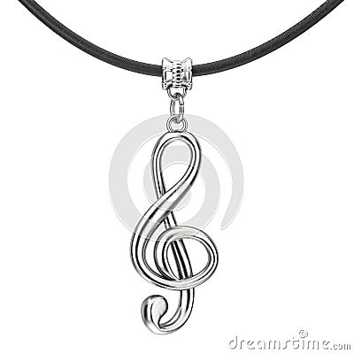 Silver Treble Clef Coulomb with Rope. 3d Rendering Stock Photo