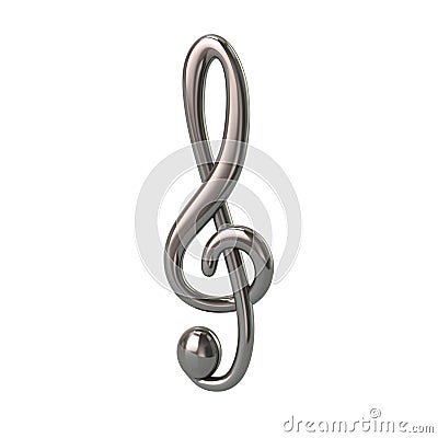 Silver treble clef 3d illustration Cartoon Illustration