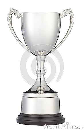 Silver trophy cup isolated with path Stock Photo