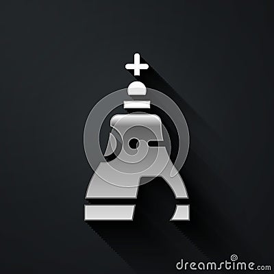 Silver The Tsar bell in Moscow monument icon isolated on black background. Long shadow style. Vector Vector Illustration