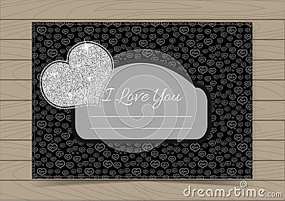 Silver Valentine Card Template Vector Illustration