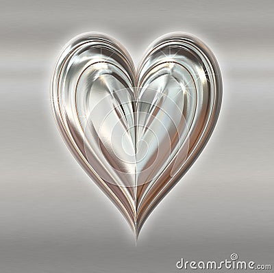 Silver valentines metal heart Stock Photo